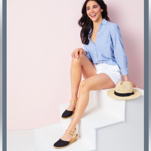 Baretraps Wm’s Sz 9.5 Black Ocean Closed Ankle Strap Toe Canvas Wedge Sandals - Picture 2 of 9